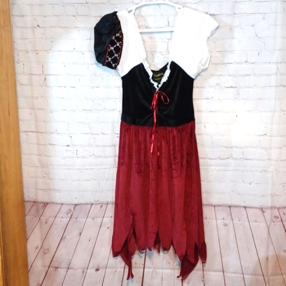 Superior Quality Whimsigoth  Red Velvet  Costumes Pirate Wench Size M